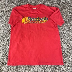 Vintage 90s Reebok Shirt Mens Extra Large XL Red Made in USA Spell Out Logo Y2K